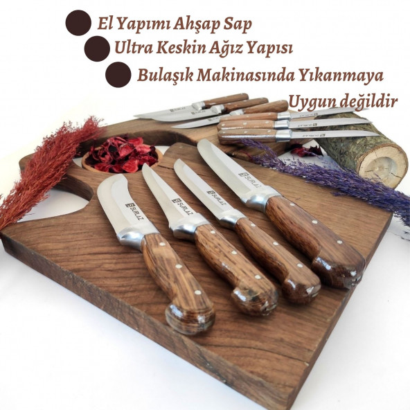 SürLaz WoodWork El Yapımı 10 Parça Mutfak Bıçağı - 3