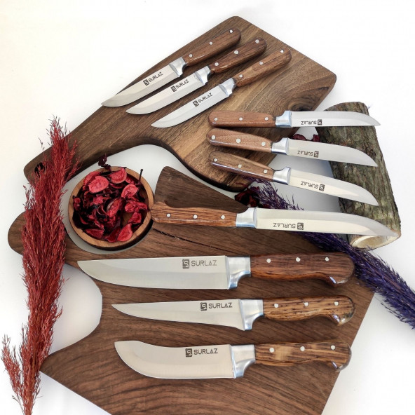 SürLaz WoodWork El Yapımı 10 Parça Mutfak Bıçağı - 4