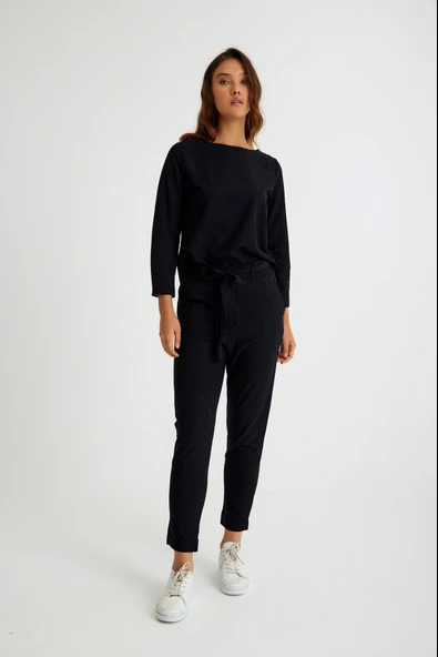 Keten Rahat Beli Kemer Detaylı Kadın İkili Takım Alt Üst - 2