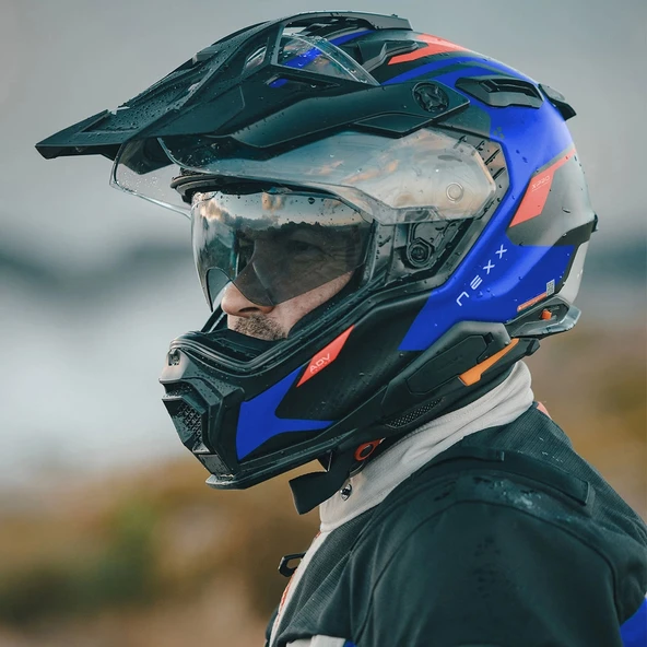 NEXX X.WED 3 KEYO KARBON MAT MAVİ-KIRMIZI KASK - Resim 5