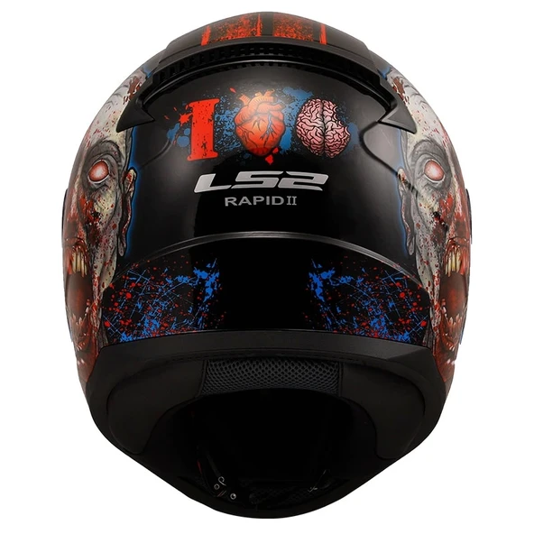LS2 RAPID 2 ZOMBIE SİYAH-KIRMIZI KASK - Resim 4