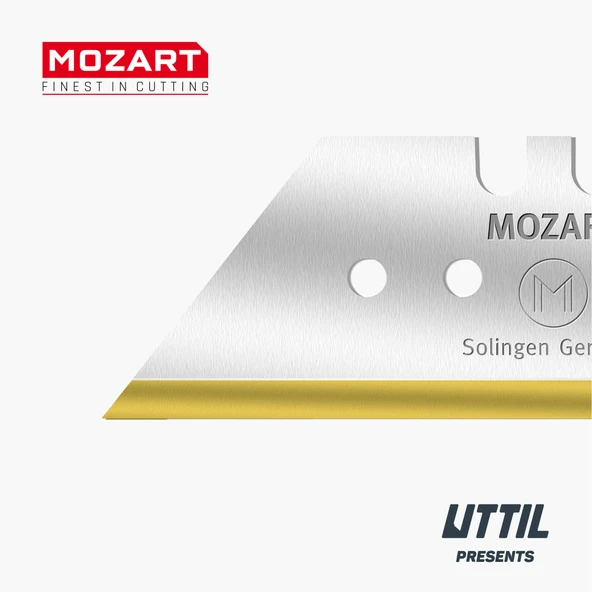 Mozart Blades 90975.065 Ekstra Sert, Ekstra Keskin Tin Kaplamalı 60 Mm Trapezoid Bıçak 100 Adet Yedek