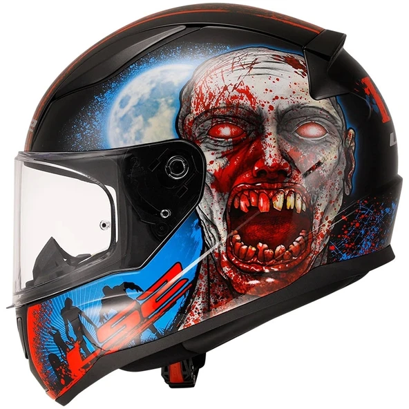 LS2 RAPID 2 ZOMBIE SİYAH-KIRMIZI KASK - Resim 2