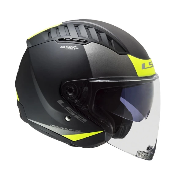 LS2 COPTER 2 URBANE MAT SİYAH-NEON SARI KASK - 6