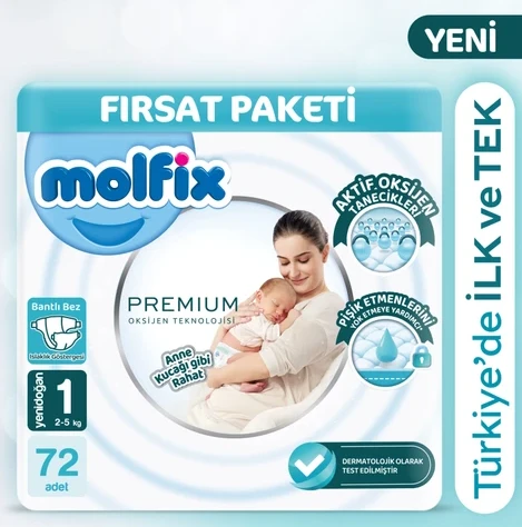 Molfix Premium Bebek Bezi Fırsat Paketi 1 Beden 2-5 Kg 72 Adet - 3