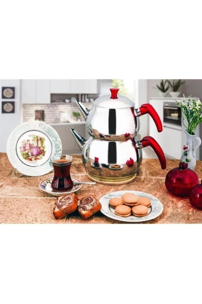 Kapris Küre Paslanmaz Çelik Kendinden Süzgeçli Mini Boy Çaydanlık - 2