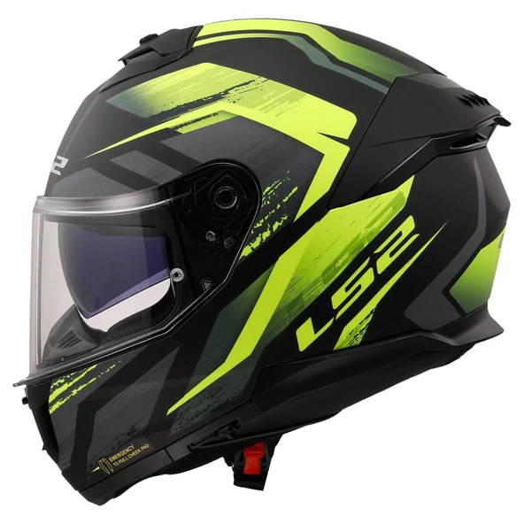 LS2 STREAM 2 FURY MAT SİYAH-GRİ-NEON SARI KASK - Resim 2