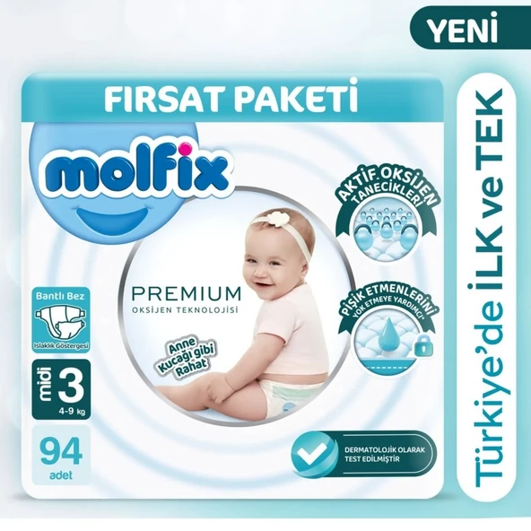 Molfix Premium Bebek Bezi Ultra Fırsat Paketi 3 Beden 4-9 Kg 94 Adet - Resim 2