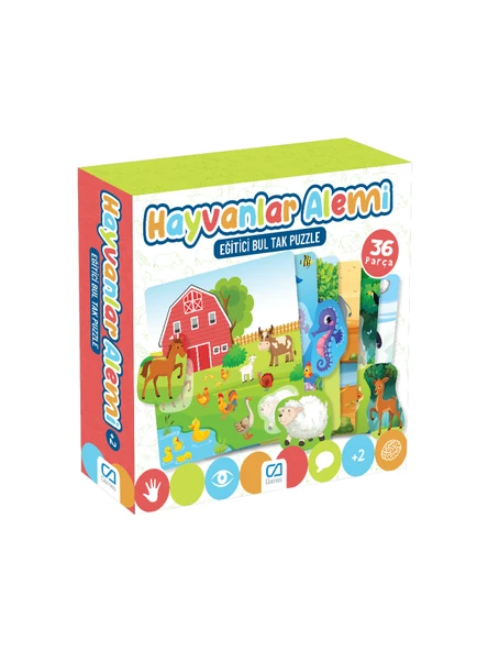 Hayvanlar Alemi 36 Parça Bul Tak Puzzle Eğitici Oyunlar Serisi - Resim 5