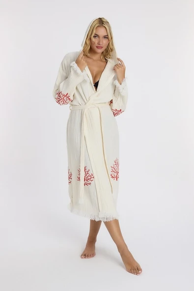 Muslin Peştemal Bornoz Banyo ve Plaj Elbisesi - 11