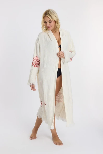 Muslin Peştemal Bornoz Banyo ve Plaj Elbisesi - 6