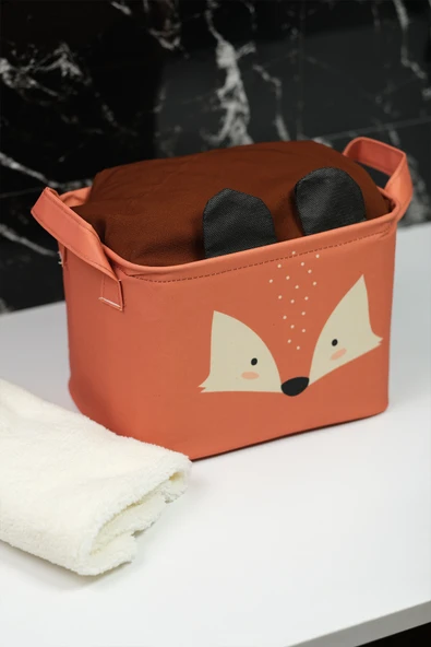 Tilki Desenli Dikdörtgen Katlanabilir Organizer Sepet 25 x 15 x 18 - 2