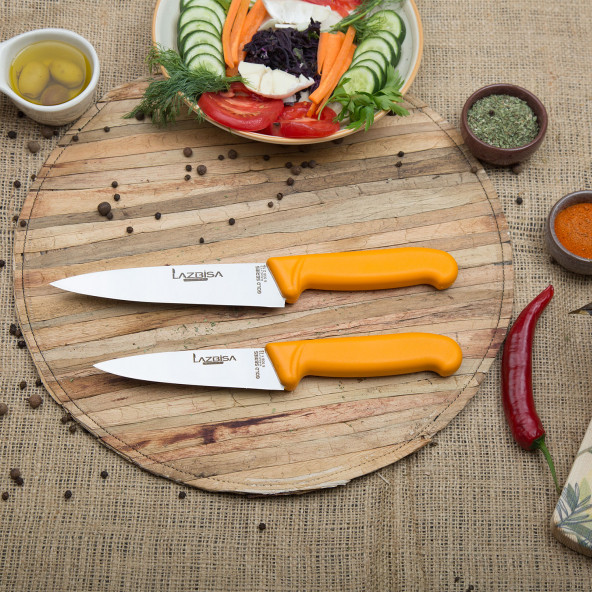 LAZBİSA Mutfak Bıçak Seti Et Sebze Meyve Ekmek Bıçak Şef 2 li Gold Serisi