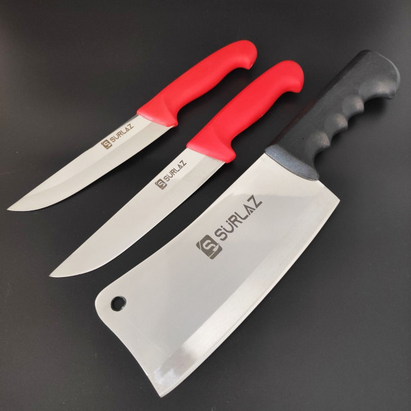 SürLaz 3'lü Set Red Kasap Bıçağı ve Et Satırı - 2
