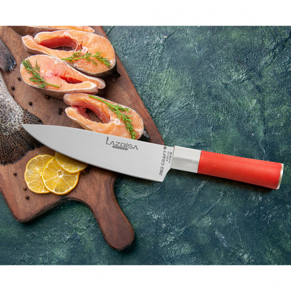 LAZBİSA Mutfak Bıçak Seti Et Kemik Sebze Ekmek Meyve Şef Bıçağı Red Craft Serisi (No:2)