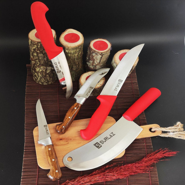 SürLaz 5 Parça Plastik & Ahşap Bıçak Seti Satırlı - 2