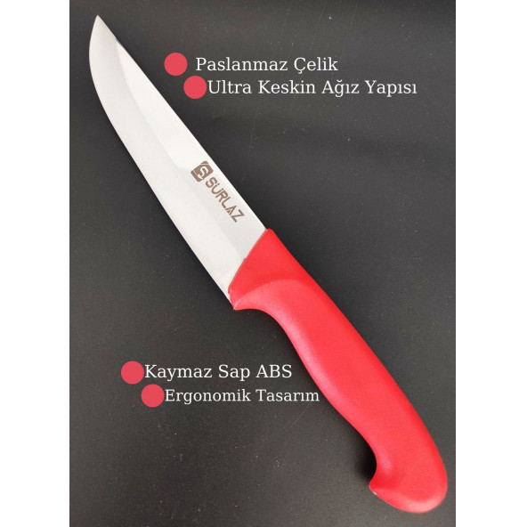 SürLaz 5 Parça Plastik & Ahşap Bıçak Seti Satırlı - 4