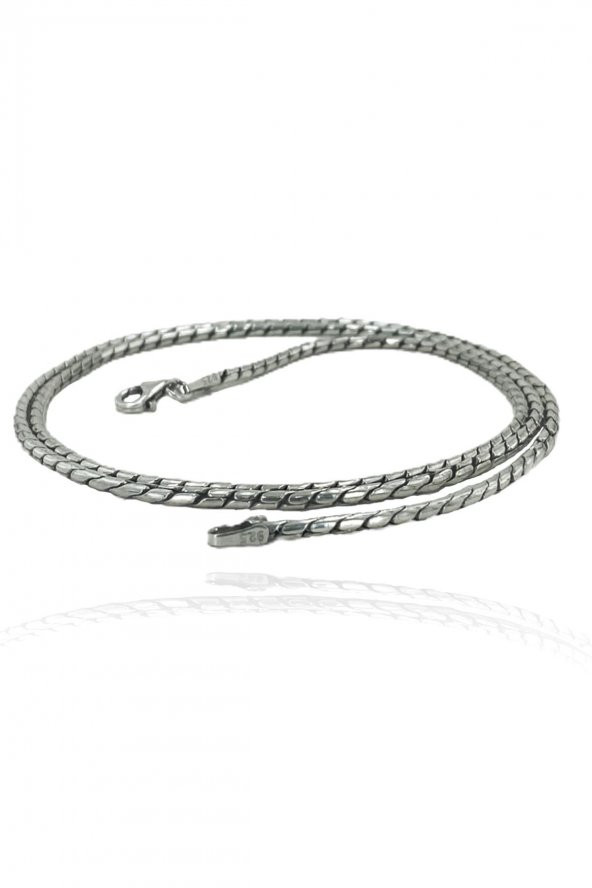60 cm 2.2 mm Snake Yılan Zinciri 925 Gümüş Kolye - 1