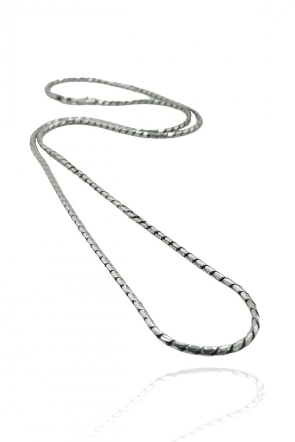 60 cm 2.2 mm Snake Yılan Zinciri 925 Gümüş Kolye - 3