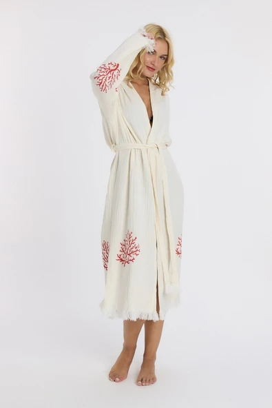 Muslin Peştemal Bornoz Banyo ve Plaj Elbisesi - 10