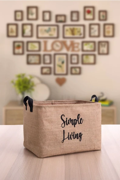 Jüt Simple Living Baskılı Büyük Boy 2'li Düzenleyici Saklama Sepeti Set 37 X 27 X 25 - 3