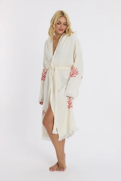 Muslin Peştemal Bornoz Banyo ve Plaj Elbisesi - 7