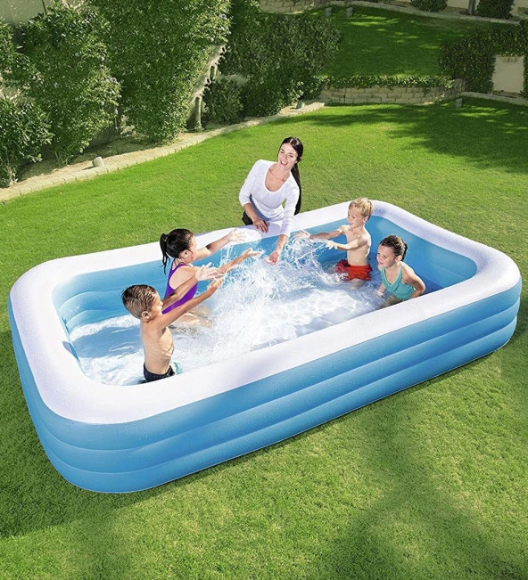 Pompa HEDİYE - Bestway Mega Boy Dikdörtgen Şişme Aile Havuzu -54006