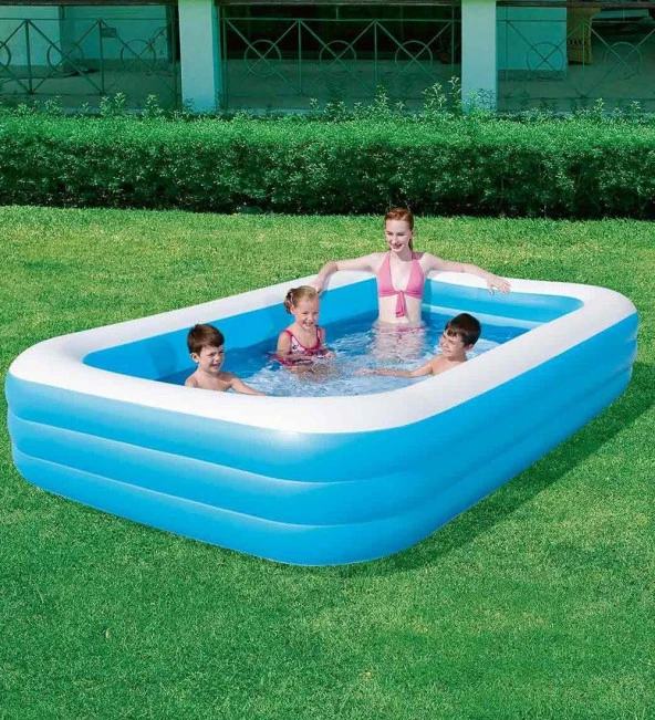 Pompa HEDİYE - Bestway Mega Boy Dikdörtgen Şişme Aile Havuzu -54006 - 4