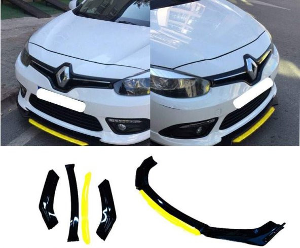 Renault Fluence Uyumlu Ön Lip Sarı Renkli 4 Parça - A+ Ürün - Dayanıklı Malzeme