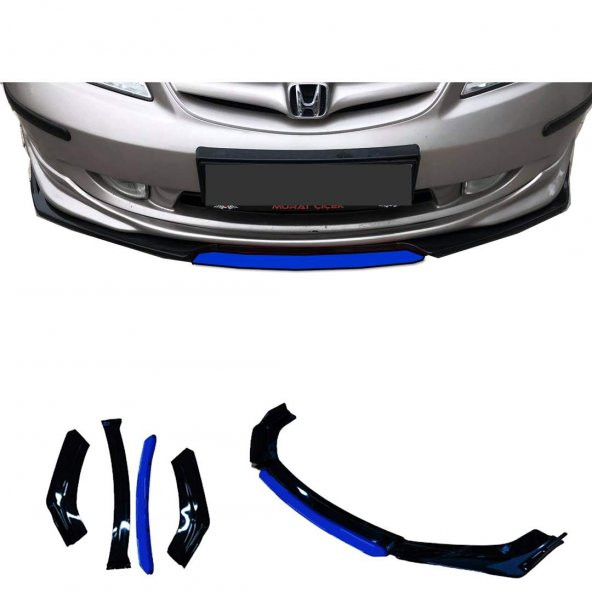 Honda Civic Uyumlu Ön Lip mavi Renkli 4 Parça - A+ Ürün - Dayanıklı Malzeme