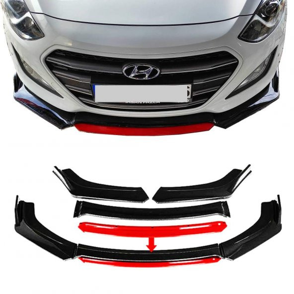 Hyundai İ30 Uyumlu Ön Lip kırmızı Renkli 4 Parça - A+ Ürün - Dayanıklı Malzeme