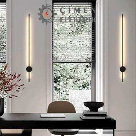 Çubuk Siyah Kasa Dekoratif LED Aplik Gün Işığı 12W 80 CM
