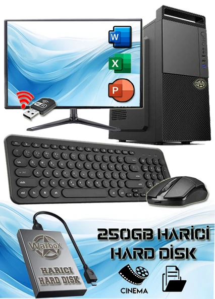 WarboX Uzuh Intel® Core-i3 3.50ghz 8gb Ram 128gb Ssd 250gb Hdd 19" Monitör Ofis Bilgisayarı