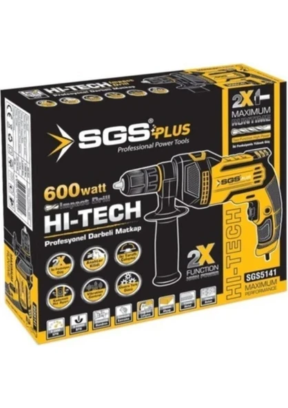 SGS Profesyonel Darbeli Matkap İki Fonksiyonlu Yüksek Güç 600 W 5141 - 2
