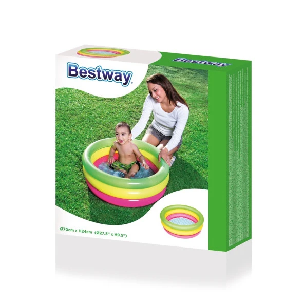 Bestway 3 Boğum Renkli, Şişme Zemin Çocuk Havuzu, 51128 - 3