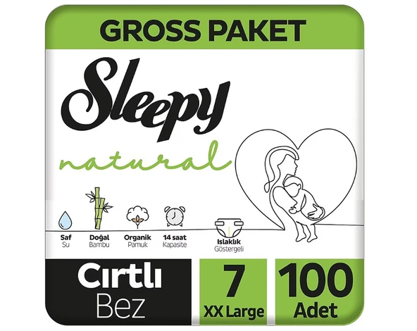 Sleepy Natural Bebek Bezi Gross Paket 7 Beden 20-30 Kg 100 Adet