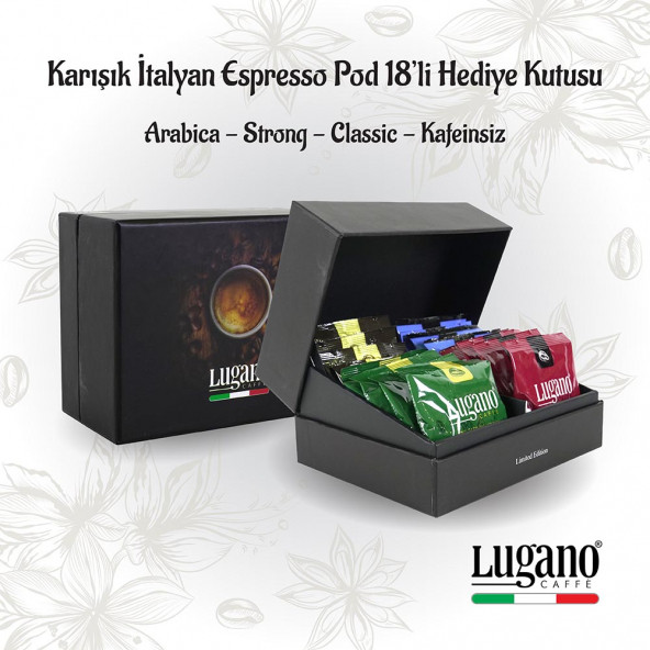 Lugano Caffe Hediyelik Karışık Espresso Pod 18’li Kutu