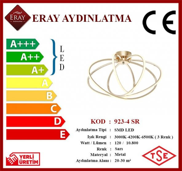 Eray Aydınlatma 923-4 4lü Led Sarı Avize - 4