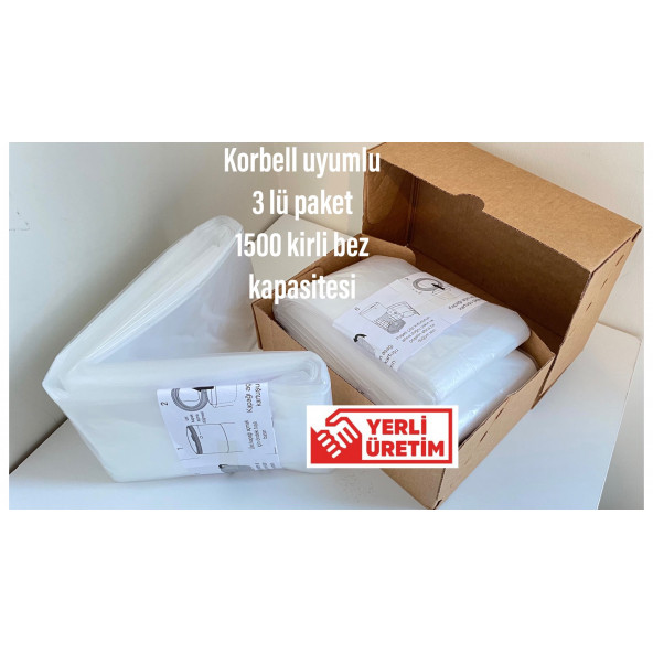 Korbell 15/16lt uyumlu YERLİ MALI poşet3 lü