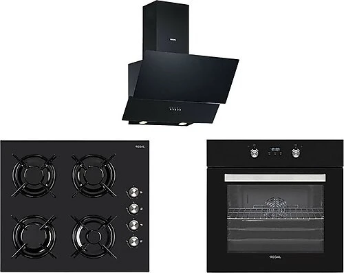 Regal AF 7965 SCY - AO 6041 SC - AD 609112 SC Eğik Siyah Şef Ankastre Set