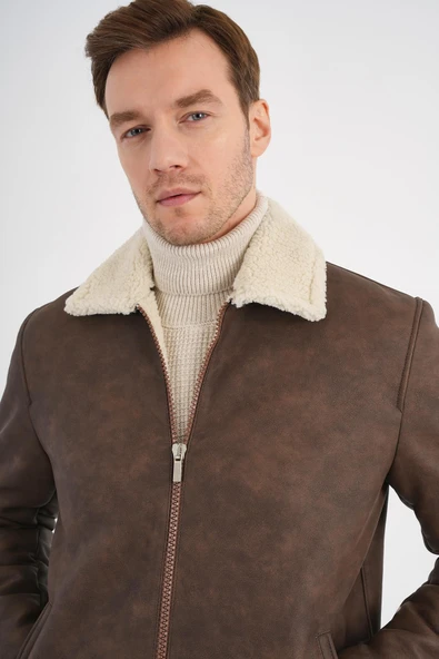 Luncio Kahverengi Kürklü Mont - 4