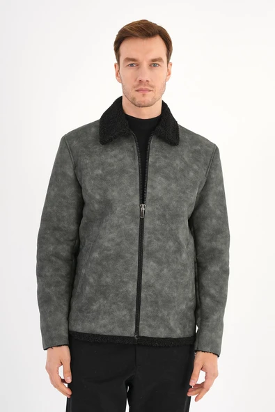 Luncio Antrasit Kürklü Mont