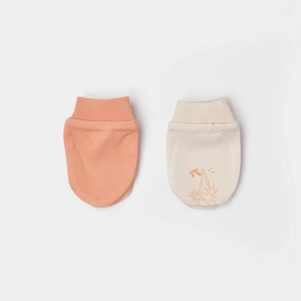 Bibaby Biorganic Hello Safari 2'Li Bebek Eldiven 72224 Ekru Kiremit - 2