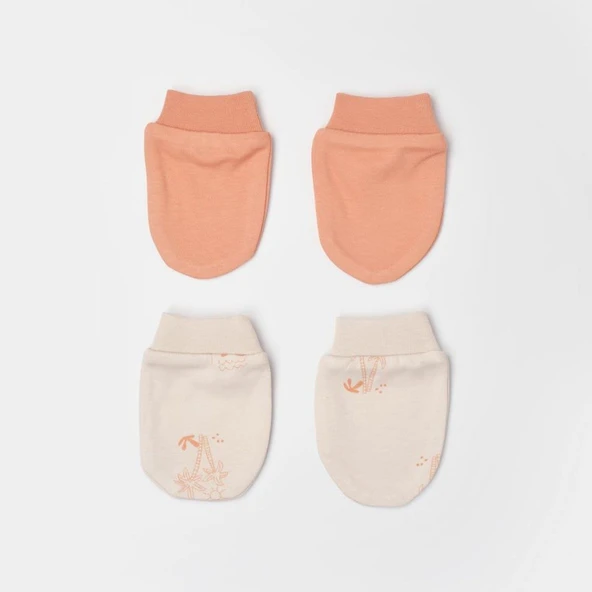 Bibaby Biorganic Hello Safari 2'Li Bebek Eldiven 72224 Ekru Kiremit - 4