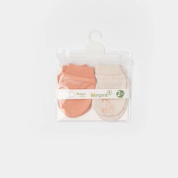 Bibaby Biorganic Hello Safari 2'Li Bebek Eldiven 72224 Ekru Kiremit - 7