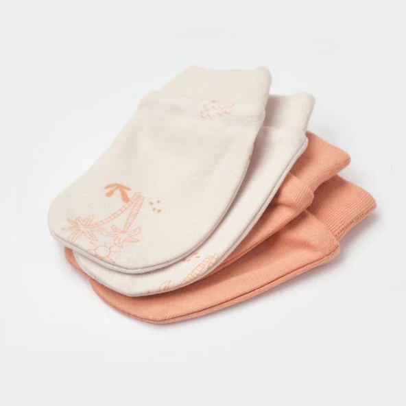Bibaby Biorganic Hello Safari 2'Li Bebek Eldiven 72224 Ekru Kiremit - 5