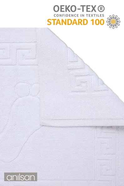 2'li Greek Ayak Havlusu - 50x70 Cm, 245 Gr, %100 Pamuk, Spa Ve Otel Banyo Paspası, Günlük Kullanıma - 2