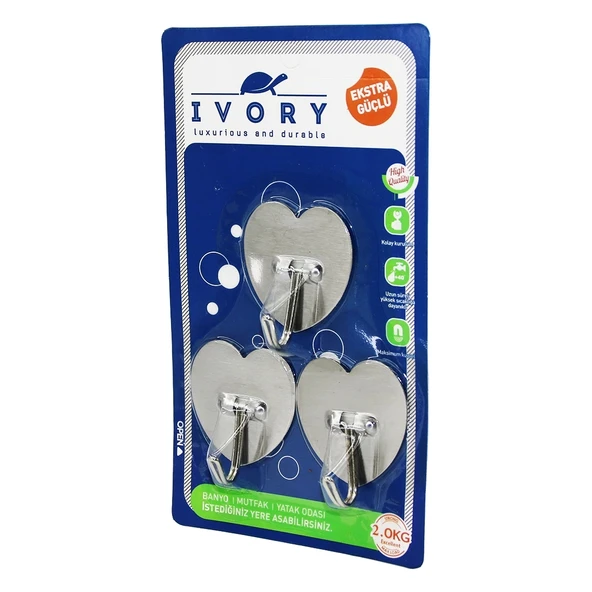 3 PARÇA  KALP - METAL YAPIŞKAN ASKI (4172)