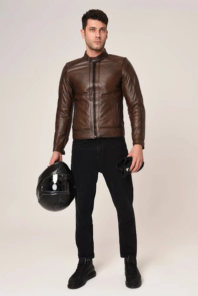 VEXO MOTO DERİ MONT ANTİK KAHVE - 7