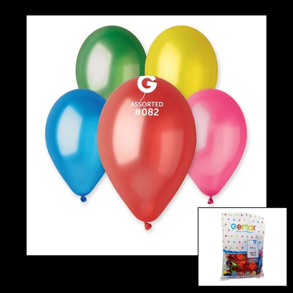 GM-110-82 METALİK - KARIŞIK BALON 11&apos;&apos; - 28CM - 100 PARÇA (4172) - 1
